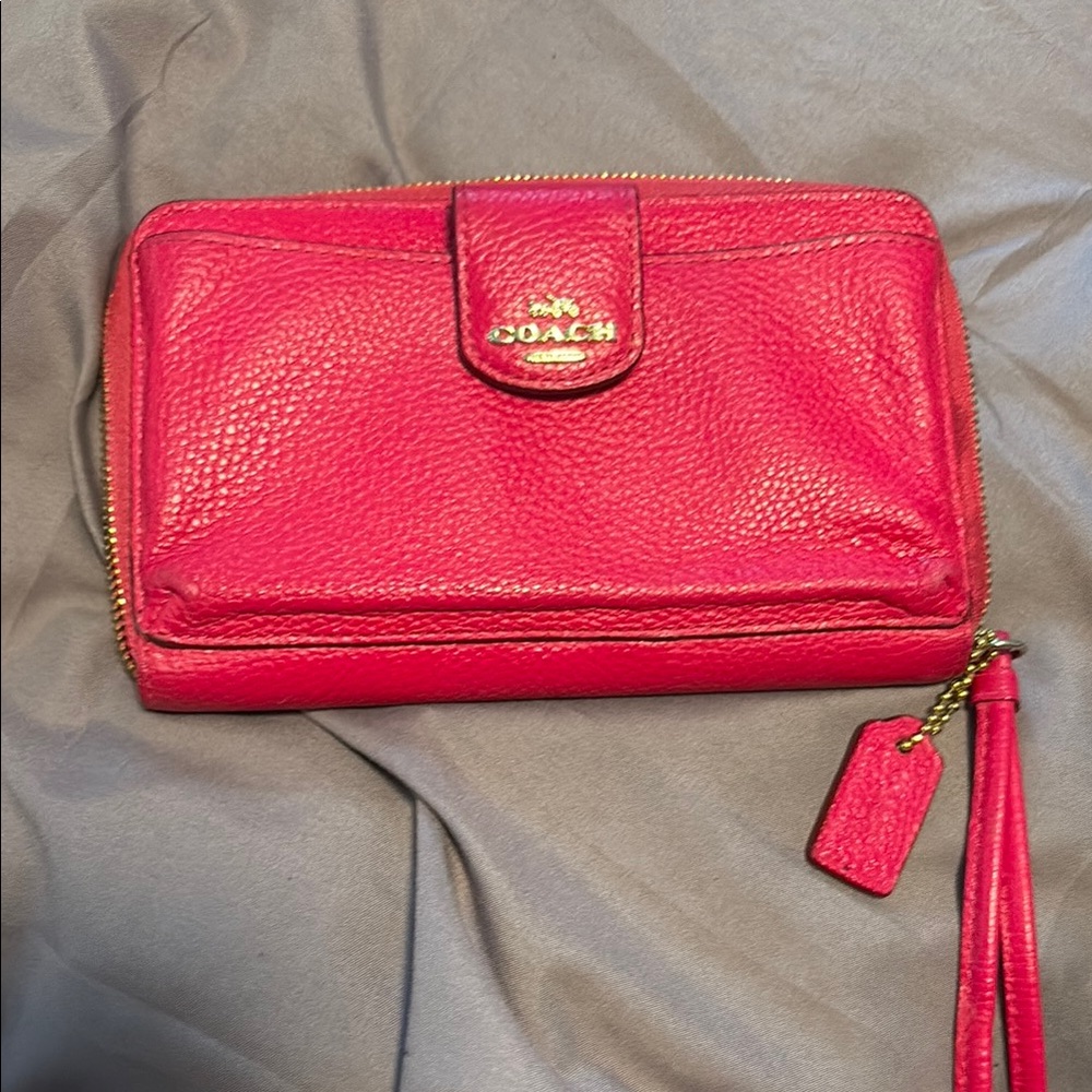 Coach Red Pebbled Leather Wallet